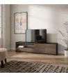 Meuble TV | chêne foncé et noir | 207x50x37cm