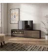 Mueble TV con chimenea eléctrica | Roble oscuro y negro