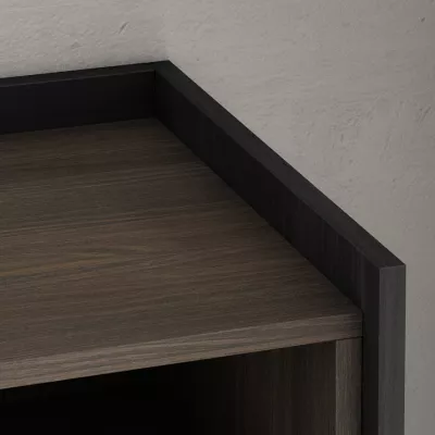 Mueble TV con chimenea eléctrica | Roble oscuro y negro