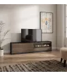 Meuble TV avec cheminée électrique | Chêne foncé et noir