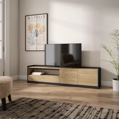 Meuble TV | Chêne et noir | 207x50x37cm