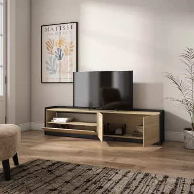 Mueble TV | Roble y negro | 207x50x37cm