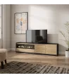 Mueble TV con chimenea eléctrica | roble y negro