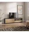 Mueble TV con chimenea eléctrica | roble y negro
