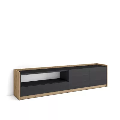 Mueble TV | Negro y roble | 207x50x37cm