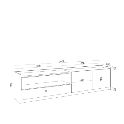 Mueble TV | Negro y roble | 207x50x37cm