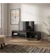 Mueble TV | Negro y roble | 207x50x37cm