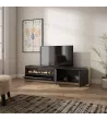 Meuble TV avec cheminée électrique | Noir et chêne