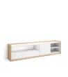 Meuble TV clair | Blanc et chêne | 207x50x37cm