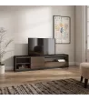 Meuble TV | Chêne foncé et Noir | 207x50x37cm