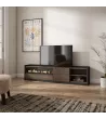 Mueble TV con chimenea eléctrica en | roble oscuro y negro