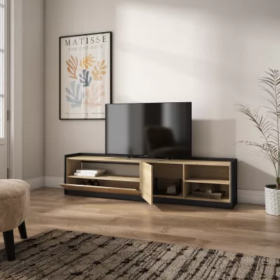 Meuble TV | Chêne et noir | 207x50x37cm