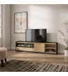 Mueble TV con chimenea eléctrica | roble y negro