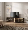 Mueble TV con chimenea eléctrica | roble y negro