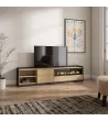 Mueble TV con chimenea eléctrica | roble y negro