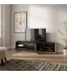 Mueble TV | Negro y roble | 207x50x37cm