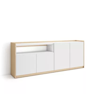 Buffet clair | blanc et chêne | 207x80x37cm