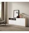 Aparador con chimenea eléctrica claro | Blanco y roble
