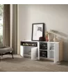 Aparador con chimenea eléctrica claro | Blanco y roble