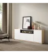 Aparador con chimenea eléctrica claro | Blanco y roble