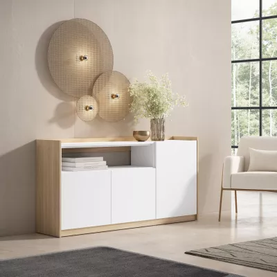 Aparador claro | Blanco y roble | 156x80x37cm
