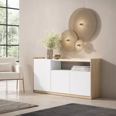 Aparador claro | Blanco y roble | 156x80x37cm