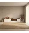 Mueble TV con chimenea eléctrica claro | blanco y roble