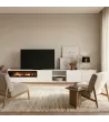 Mueble TV con chimenea eléctrica claro | blanco y roble