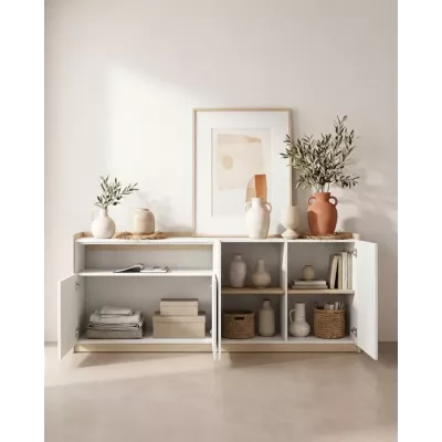 Aparador claro | blanco y roble | 207x80x37cm