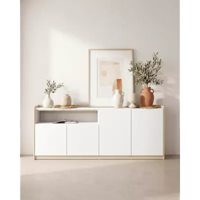 Aparador claro | blanco y roble | 207x80x37cm