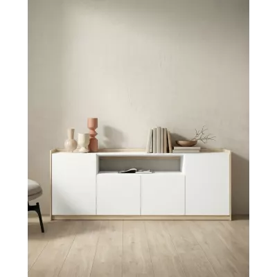 Aparador claro | blanco y roble | 207x80x37cm