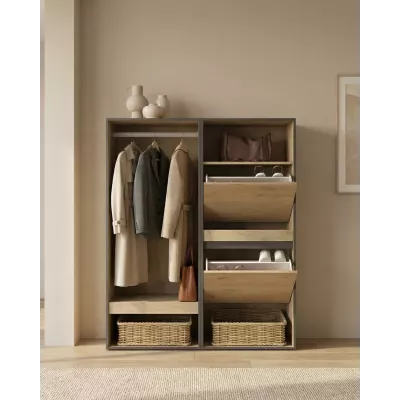 Vestidor abierto con zapatero | Roble | 120x35x145cm