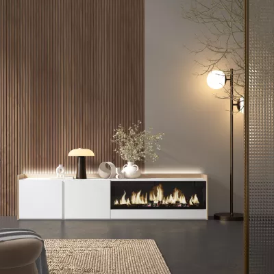 Mueble TV con chimenea eléctrica y luces LED