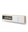 Mueble TV chimenea eléctrica blanco y roble 212x61x35 cm