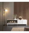 Mueble TV chimenea eléctrica blanco y roble 212x61x35 cm