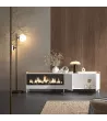 Mueble TV chimenea eléctrica blanco y roble 212x61x35 cm