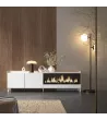 Mueble TV chimenea eléctrica blanco y roble 212x61x35 cm