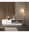 Mueble TV con chimenea eléctrica, luces LED y suspendido