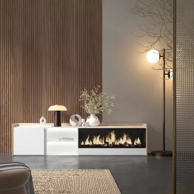 Meuble TV avec cheminée électrique et lumières LED