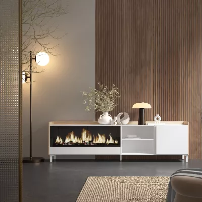 Mueble TV con chimenea eléctrica estilo industrial