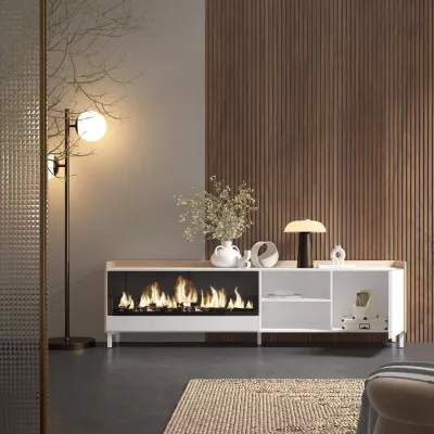 Mueble TV con chimenea eléctrica estilo industrial