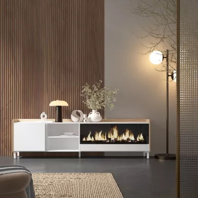Mueble TV con chimenea eléctrica estilo industrial
