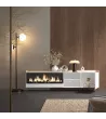 Mueble TV con chimenea eléctrica suspendido