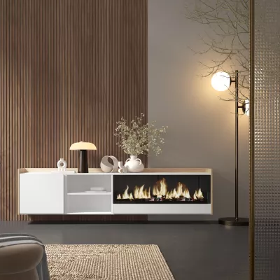 Meuble TV suspendu avec cheminée électrique