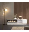 Mueble TV suspendido con chimenea eléctrica y luces LED