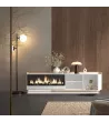 Mueble TV suspendido con chimenea eléctrica y luces LED