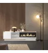 Mueble TV suspendido con chimenea eléctrica y luces LED