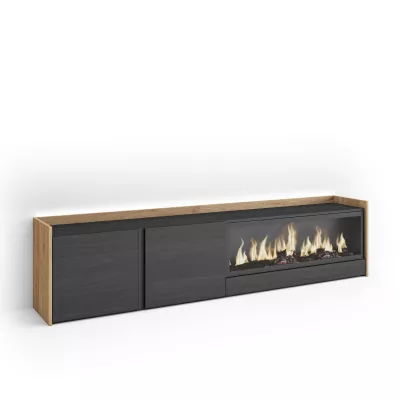 Mueble TV con chimenea eléctrica y luces LED
