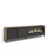 Mueble TV con chimenea eléctrica negro y roble 212x35x61cm