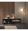 Mueble TV con chimenea eléctrica negro y roble 212x35x61cm